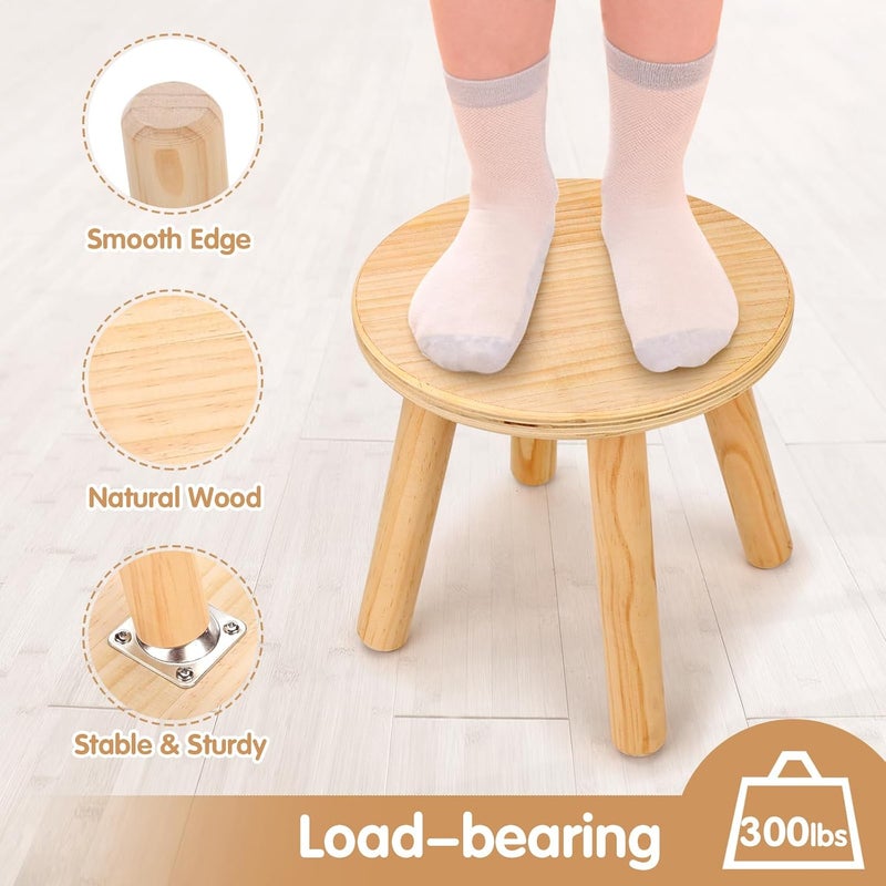 wingyz Wooden Step Stools for Kids, 10 Inch Solid Kids Chairs Perfect Matched Sensory Table, Multi-Purpose Children Sitting Stool for Playroom Bathroom (Natural, 1 Pack) - Image 2